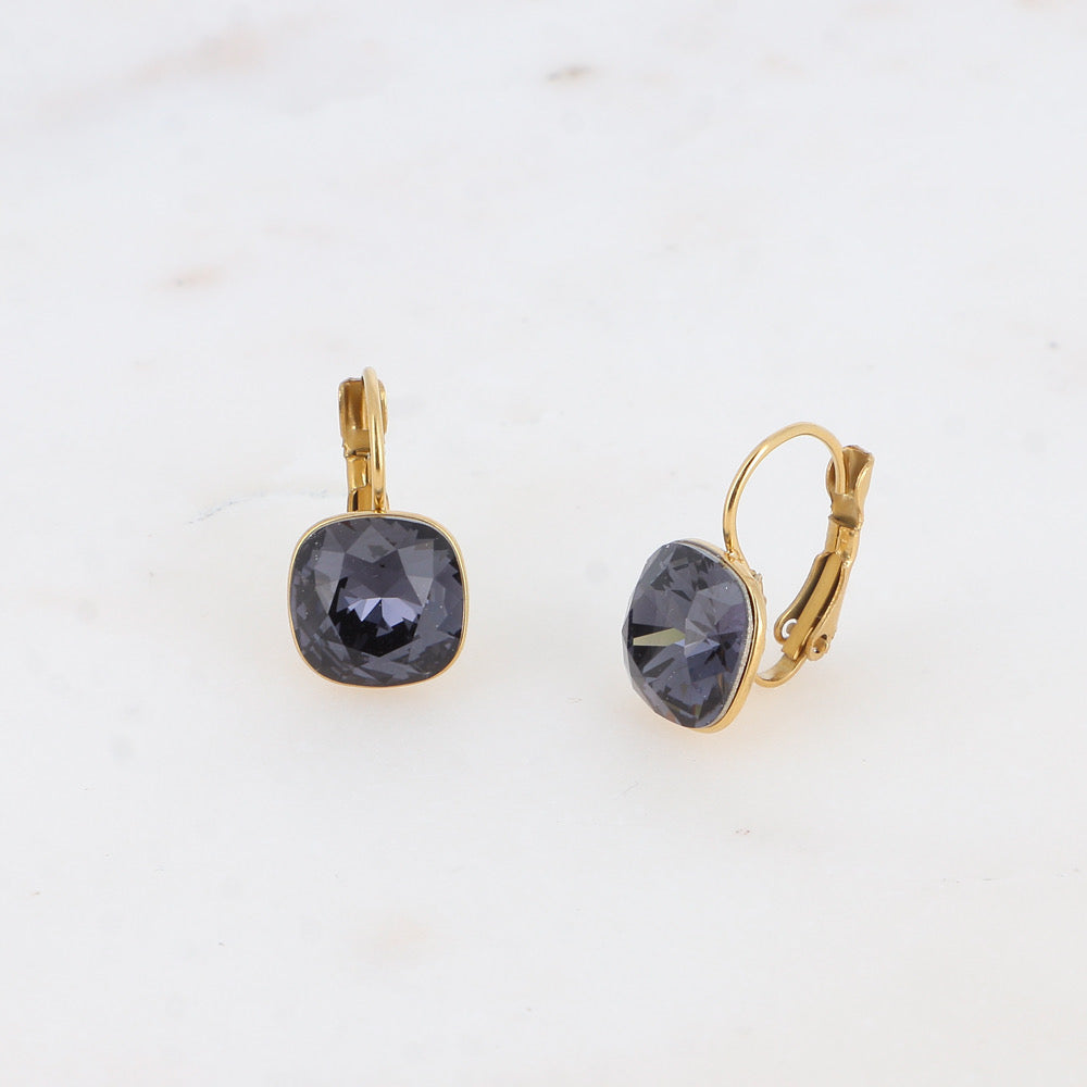Boucles cristal dormeuses square
